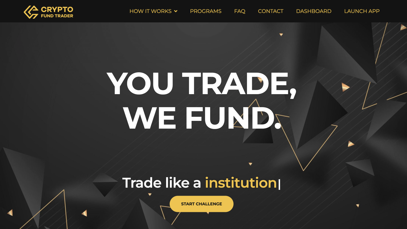 Crypto Fund Trader prop firm home page image